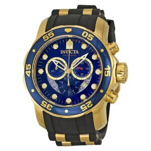 NWT Authentic Invicta Pro Diver Chronograph Blue Dial Black Rubber Men's Watch